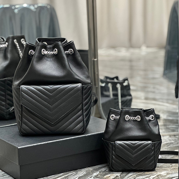 Fashion designer backpack womens and men book bag luxurys JOE Mini black quilted sheep leather bucket Bag Silver hardware Crossbody Bag Shoulder bag