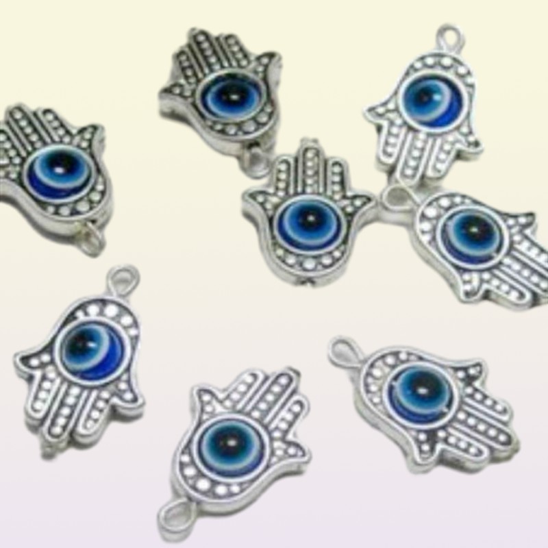 100pcs Hamsa Hand EVIL EYE Kabbalah Luck Charms Pendant For Jewelry Making Bracelet 19x12mm276k