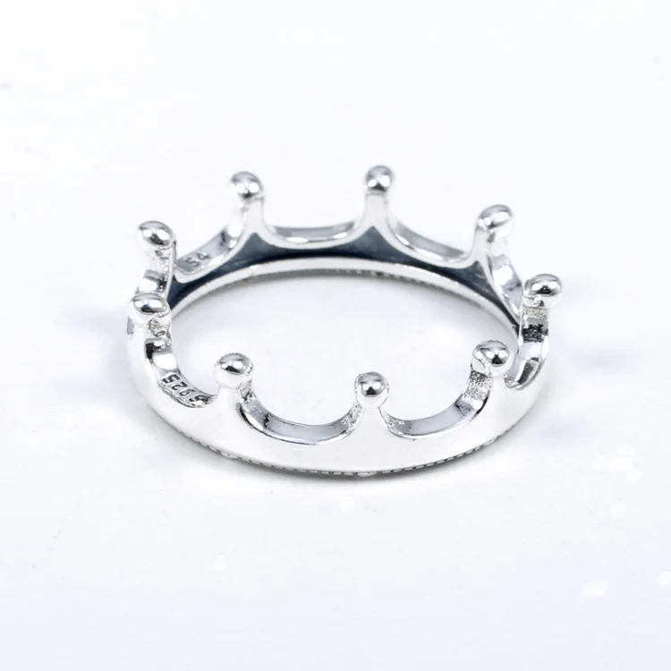 Authentic 925 Sterling Silver Sparkling Polished Crown Ring For Women Wedding Party Europe Fashion Jewelry
