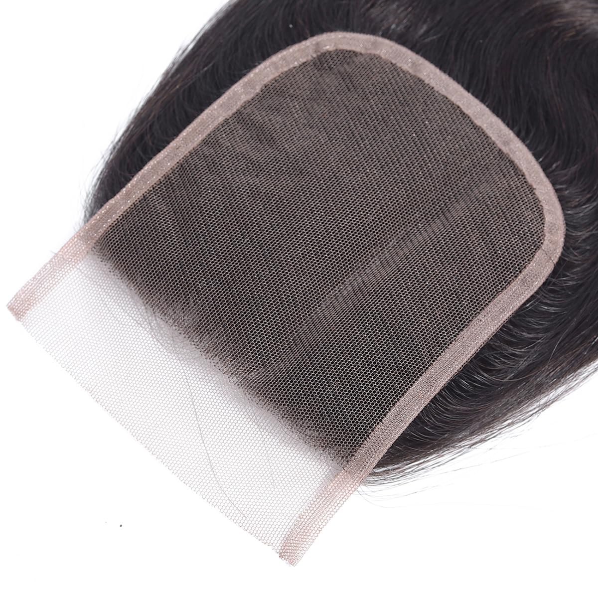 Straight 4X4 Closure Brazilian Virgin Human Transparent Swiss Lace Free Part Pre Plucked With Baby Hair Natural Black