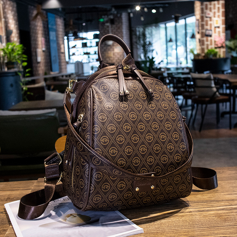 Factory sales shoulder bag 2 styles multifunctional padded leather leisure travel backpacks simple polka dot printed handbag Joker women backpack 1254#