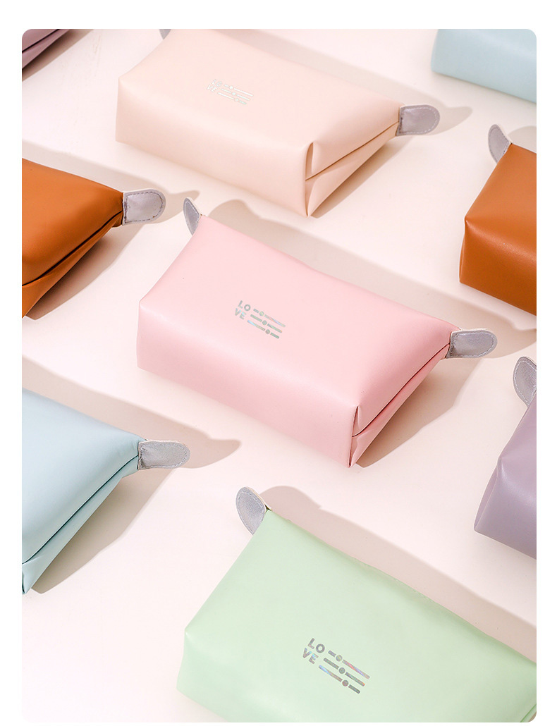 Colorful PU Leather Makeup Bags Zipper Waterproof Portable Storage Bag for Traveling Stylish and Elegant Cosmetic Bag for Women