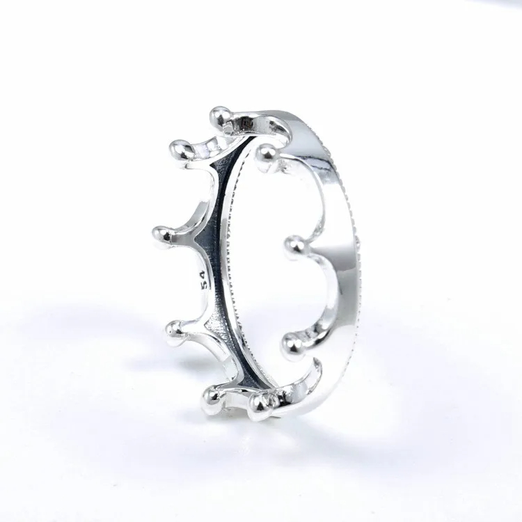 Authentic 925 Sterling Silver Sparkling Polished Crown Ring For Women Wedding Party Europe Fashion Jewelry