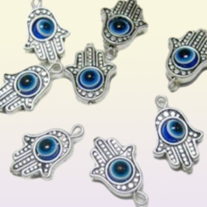 100pcs Hamsa Hand EVIL EYE Kabbalah Luck Charms Pendant For Jewelry Making Bracelet 19x12mm276k