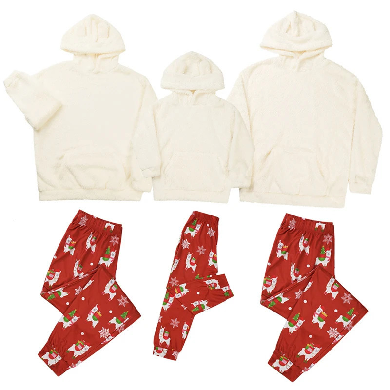 Family Matching Outfits Family Matching Christmas Pajamas Set 2pcs Plush Winter Warm Men Women Kid Parent-child Clothes Sleepwear Nightwear Pajymas 23