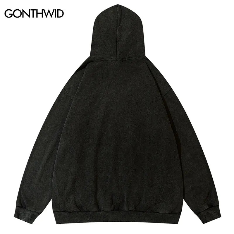 Men's Hoodies Sweatshirts Vintage Teeth Hoodie Streetwear Hip Hop Retro Embroidery Patch Washed Hooded Sweatshirt Y2K Men Women Fashion Loose Hoo