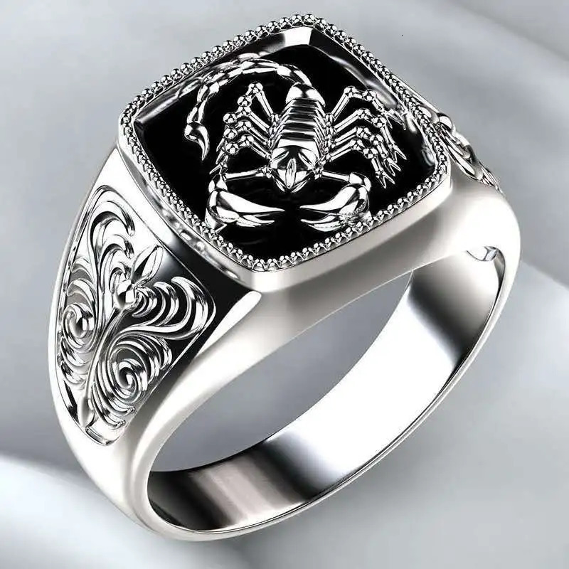 Wedding Rings Fashion Milan Girls Top Gothic Punk Scorpion Mens Vintage Ring Mens Pattern Ring Mens Jewelry All for Sale 231213