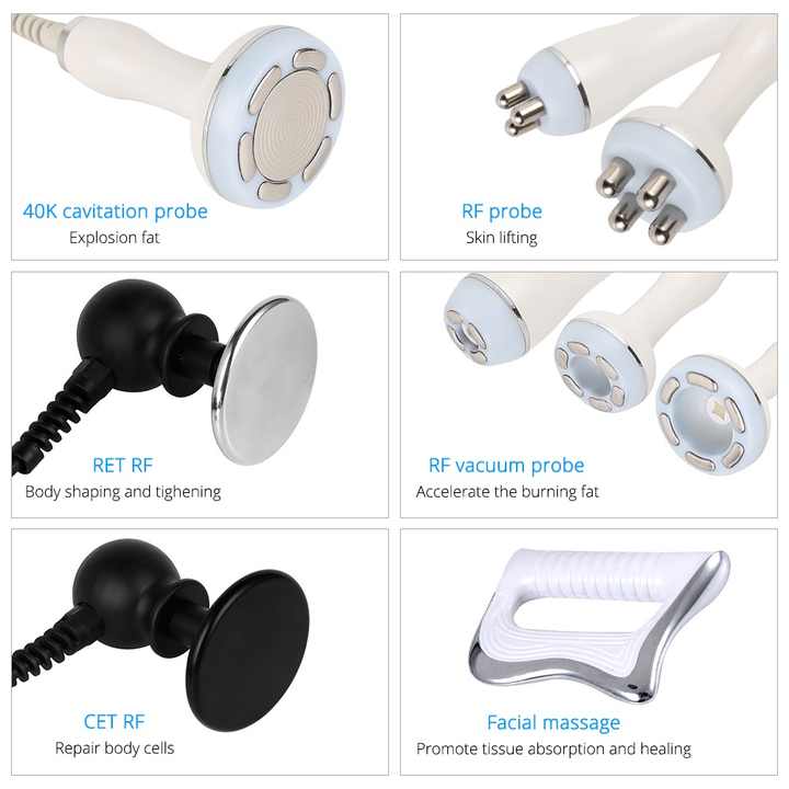 Multifunctional 9 in 1 Fat Remover 5D Liposuction 40K Cavitation Vacuum Slimming Skin Lifting Detox Radio Frequency Physiotherapy Massager