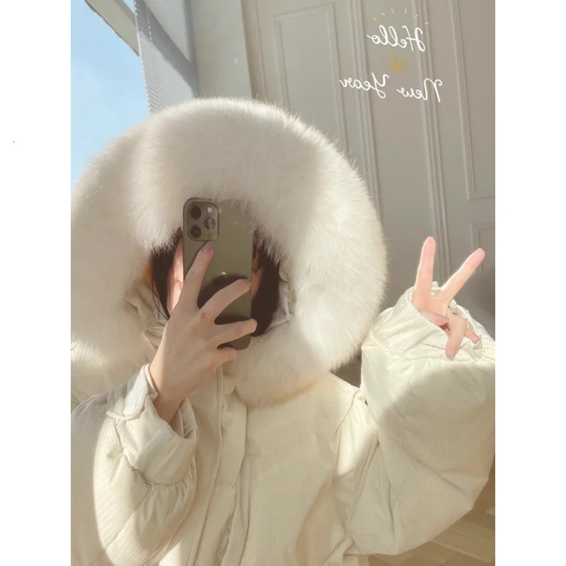 Women's Down Parkas White Down Jacket Women Coat Hooded Fashion American Streetwear Y2K Style Duck Down Feather Female Winter Pink Short Outwear 