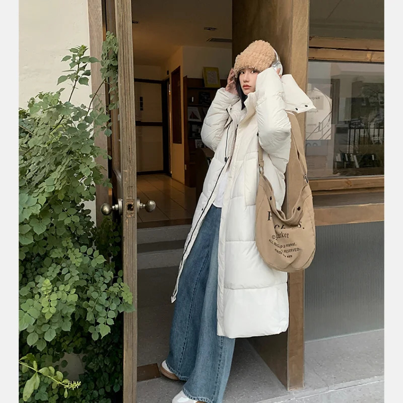Women's Down Parkas Women Khaki Down Jacket Hooded Long Cotton Clothes Winter Warm Thicken Windproof Korean Fashion Loose Oversized Coat Tops 231