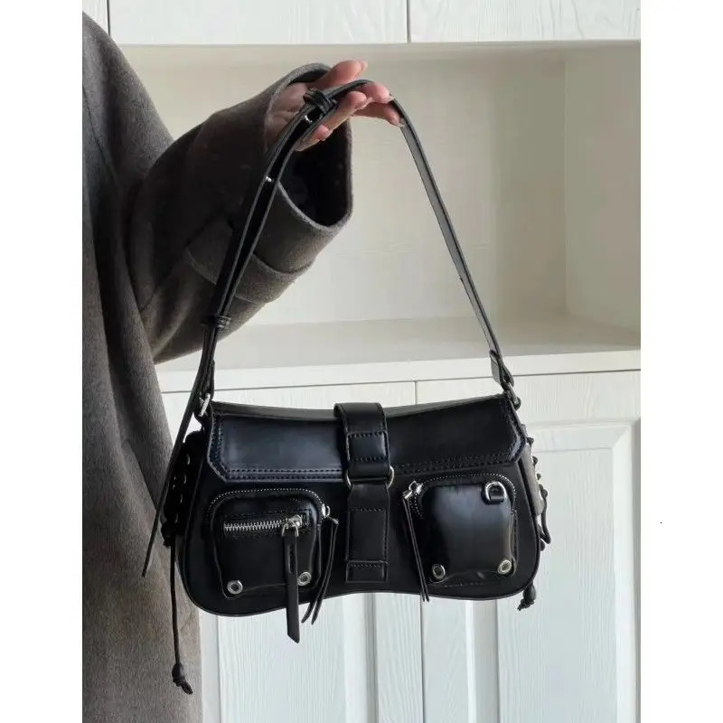 Evening Bags HAEX Punk Women's Bag Trend Vintage PU Underarm Shoulder Bolso Mujer Harajuku Moto Style Individuality Sac A Main Femme R250317