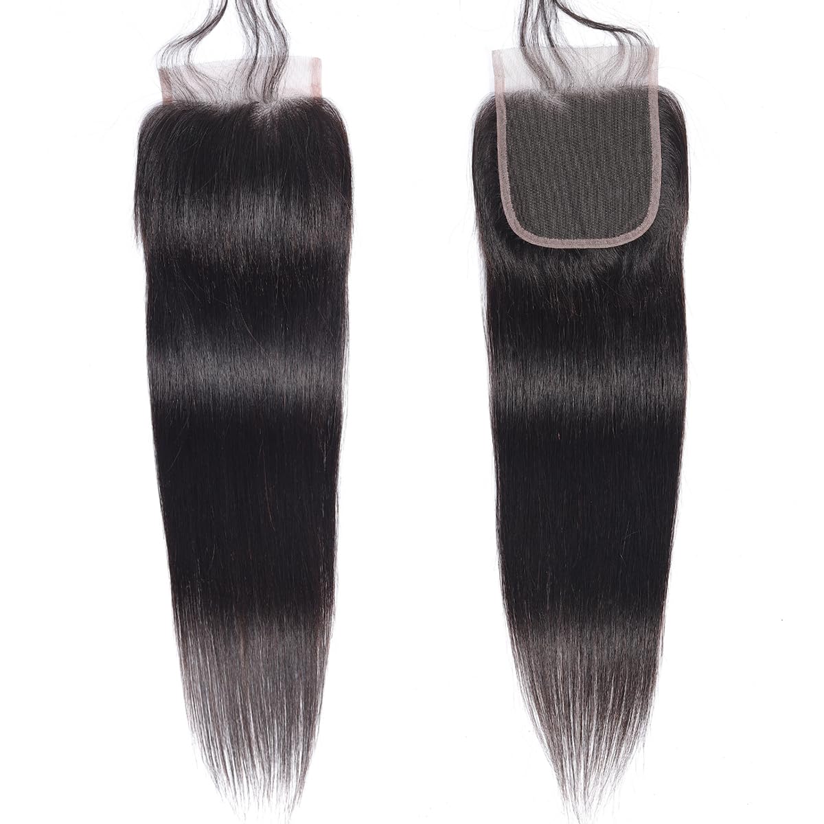 Straight 4X4 Closure Brazilian Virgin Human Transparent Swiss Lace Free Part Pre Plucked With Baby Hair Natural Black