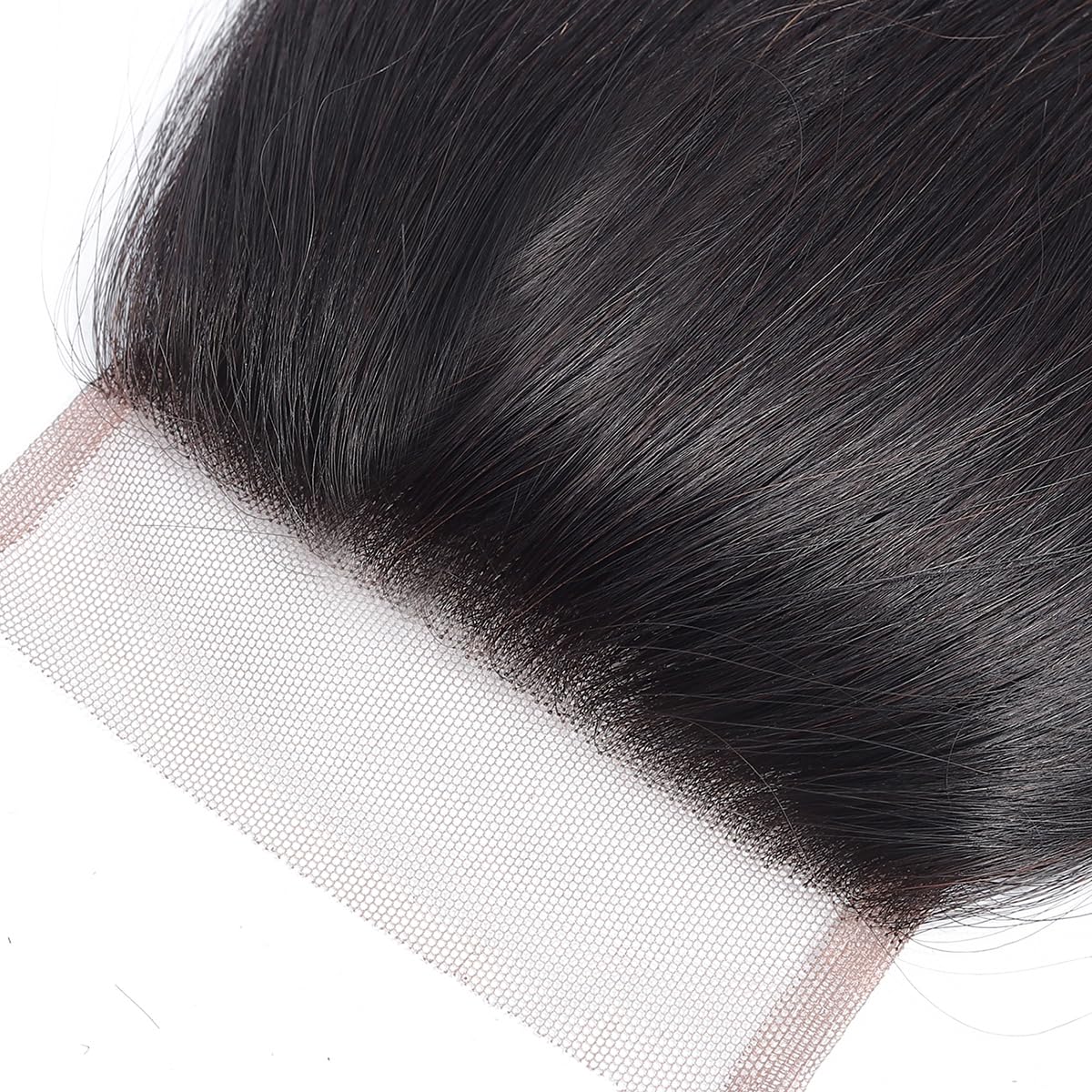 Straight 4X4 Closure Brazilian Virgin Human Transparent Swiss Lace Free Part Pre Plucked With Baby Hair Natural Black