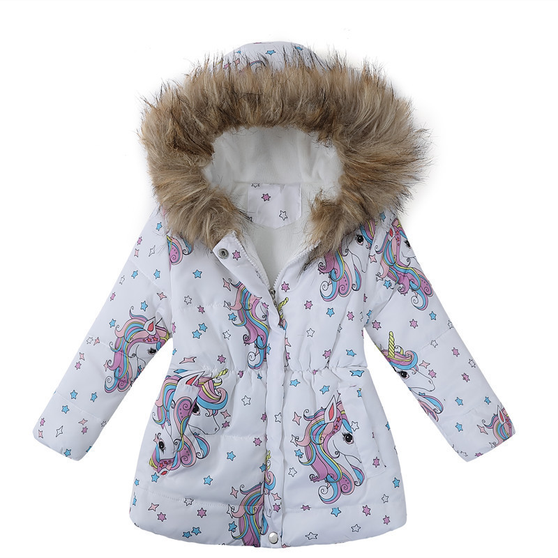 Winter Girls Jacket 3-6Y Boy's Ski Suit Kids Sport Warm Coats Cotton Polyester Top Soft Fur Collar Hooded Muumi Pink 211007