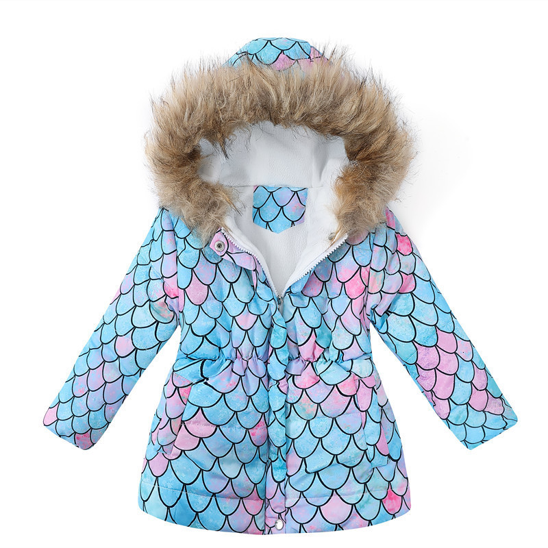 Winter Girls Jacket 3-6Y Boy's Ski Suit Kids Sport Warm Coats Cotton Polyester Top Soft Fur Collar Hooded Muumi Pink 211007