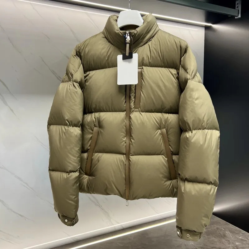 Men's Down Parkas Autumn and winter male Stand collar Goose down Down jacket Y2K Casual jacket loose warm Solid color fashion business Men's