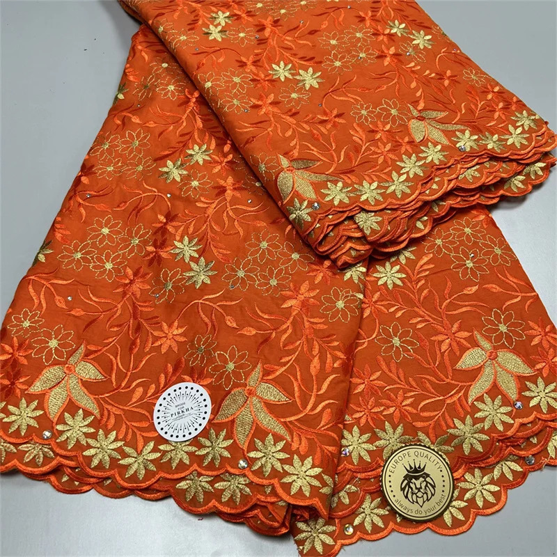 Fabric and Sewing 5 yard Swiss lace fabric latest heavy beaded Embroidery African 100 cotton fabrics voile Dubai style 4L08305 231213