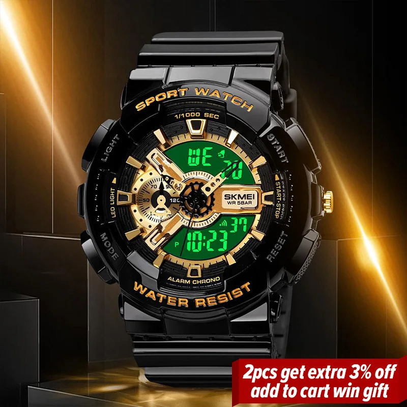Wristwatches SKMEI Youth Sport Digital Watch Men Shockproof Waterproof Dual Wristwatches LED Chrono Alarm Clock Mens Watches Cool Hour vogue 231214