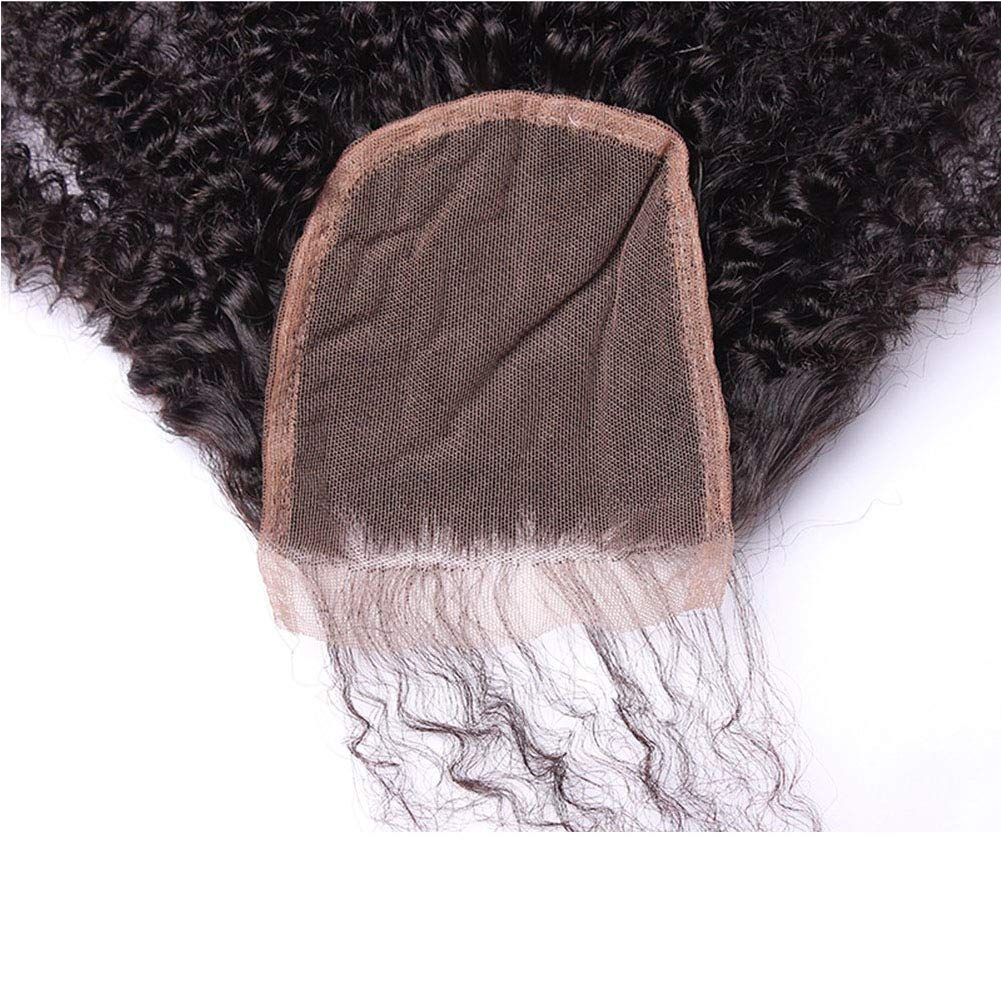 Afro Kinky Curly 4x4 Lace Closure Brazilian Virgin Human Hair Transparent Swiss Lace Free Part Pre Plucked with Baby Hair Natural Black