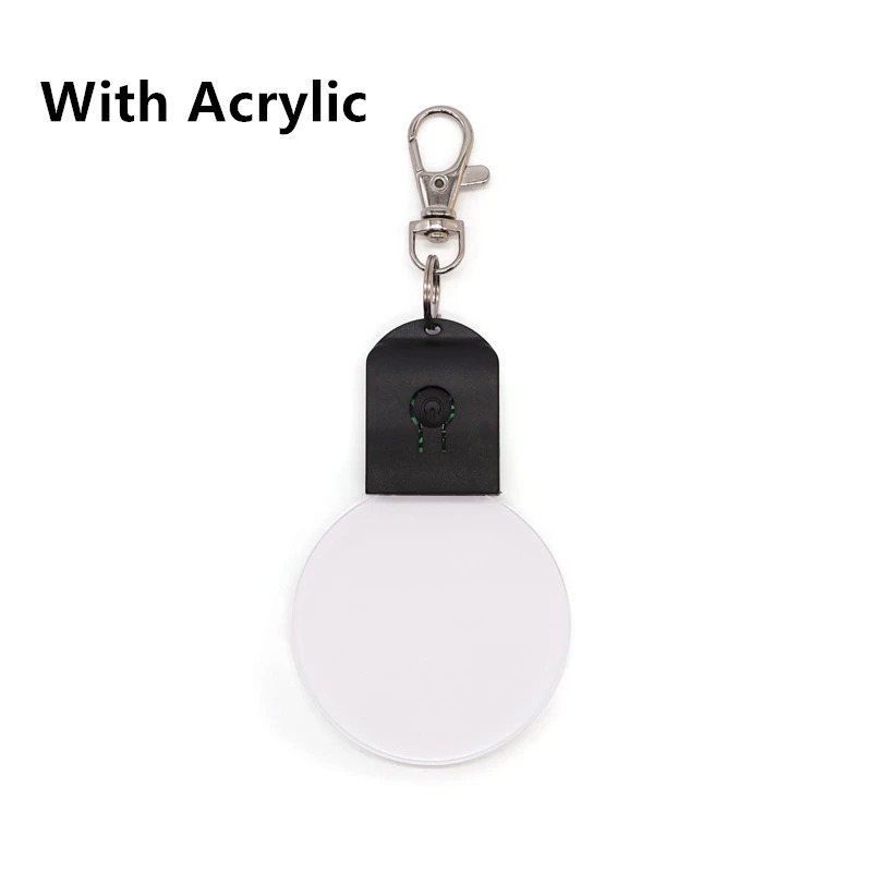 Led 3D Blank Acrylic Keychain RGB Colorful Night Light Key Pendant Lamp Wedding Christmas Decor Diy Gift Key Ring