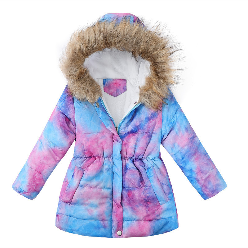 Winter Girls Jacket 3-6Y Boy's Ski Suit Kids Sport Warm Coats Cotton Polyester Top Soft Fur Collar Hooded Muumi Pink 211007