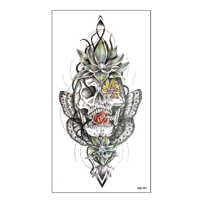 New full arm tattoo sticker with half wolf head skull color waterproof and environmentally friendly set