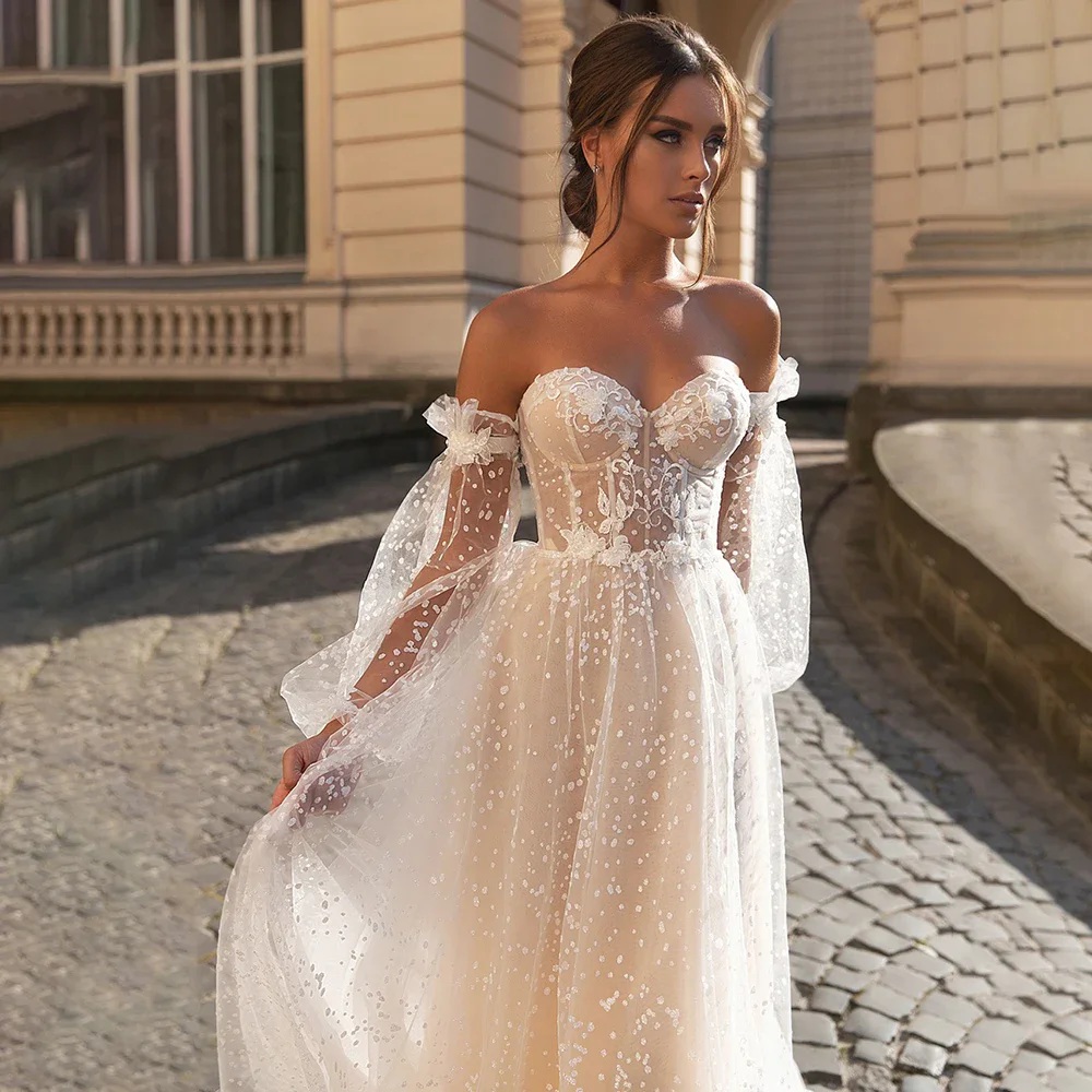 Modest Full Lace A E Dresses Bridal Off Shoulder Long Sleeves Custom Made Wedding Gowns 328 0218