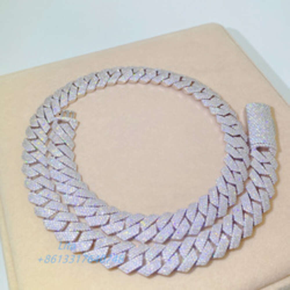 necklace moissanite chain miami cuban link chain Bussdown luxury pass diamond tester gra moissanite hip hop necklace for men