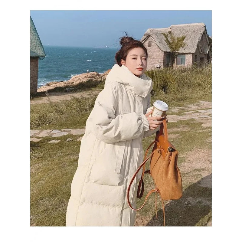 Women's Down Parkas Chic women's down padded jacket South Korea loose hooded thick warm long down padded winter coat Women's Parka coat
