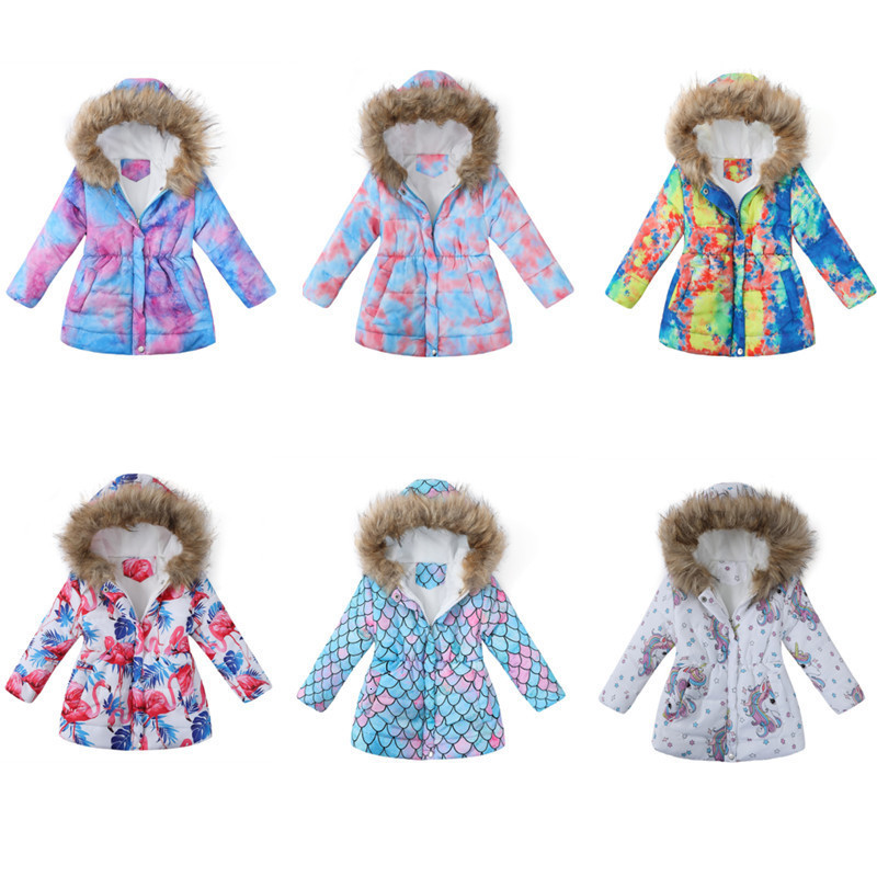 Winter Girls Jacket 3-6Y Boy's Ski Suit Kids Sport Warm Coats Cotton Polyester Top Soft Fur Collar Hooded Muumi Pink 211007
