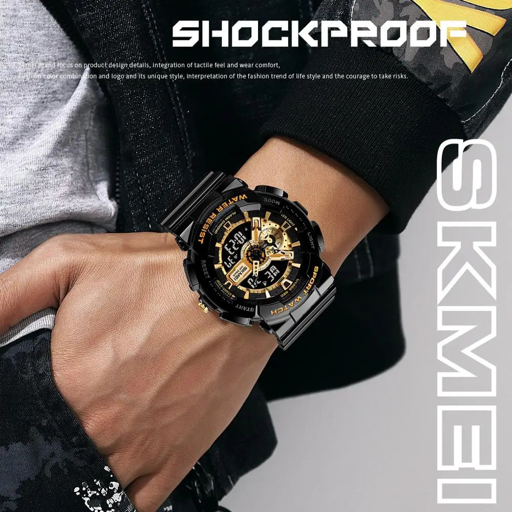 Wristwatches SKMEI Youth Sport Digital Watch Men Shockproof Waterproof Dual Wristwatches LED Chrono Alarm Clock Mens Watches Cool Hour vogue 231214