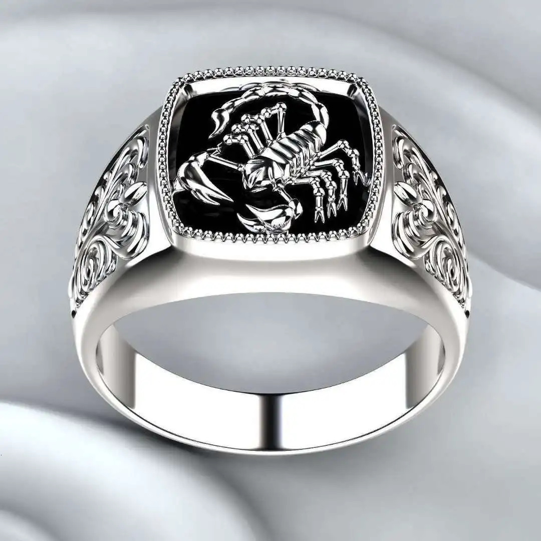 Wedding Rings Fashion Milan Girls Top Gothic Punk Scorpion Mens Vintage Ring Mens Pattern Ring Mens Jewelry All for Sale 231213