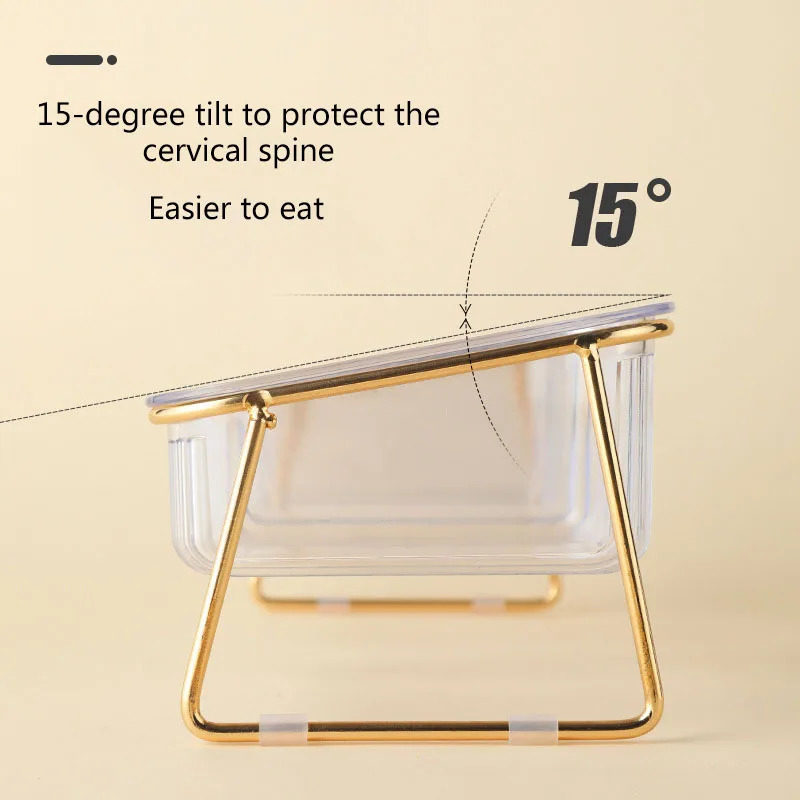 Dog Bowls Feeders Cat Double Bowl with Stand Pet Kitten Puppy Transparent Food Feeding Dish Metal Elevated Water Feeder Dog Bowl Supplies 231213