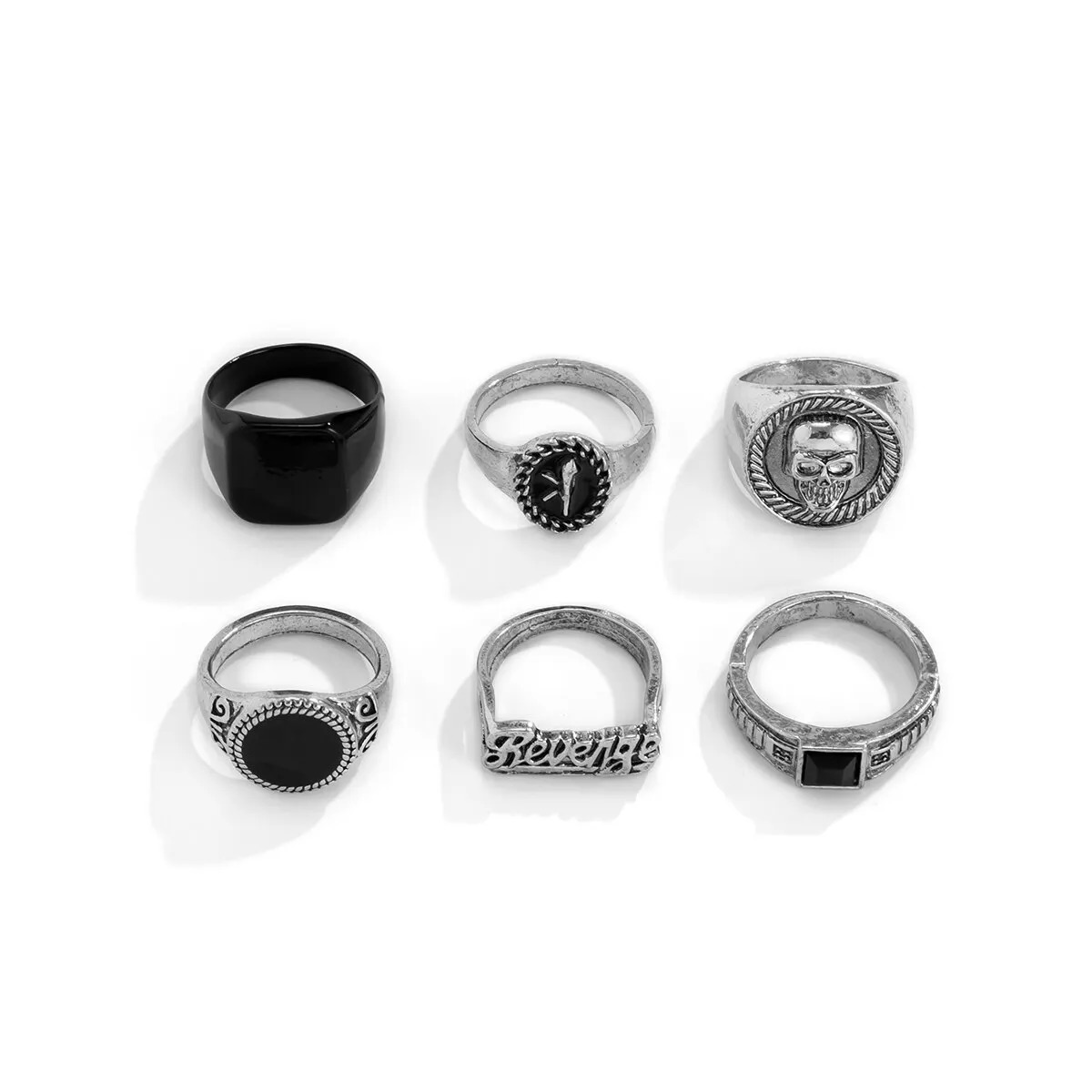 Wedding Rings 6 piecesset Gothic retro skull antique silver ring set neutral punk carved finger jewelry accessories steam punk mens 231213