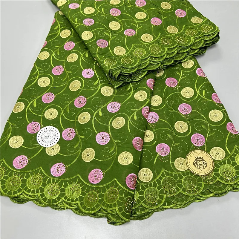 Fabric and Sewing 5 yard Swiss lace fabric latest heavy beaded Embroidery African 100 cotton fabrics voile Dubai style 4L08305 231213