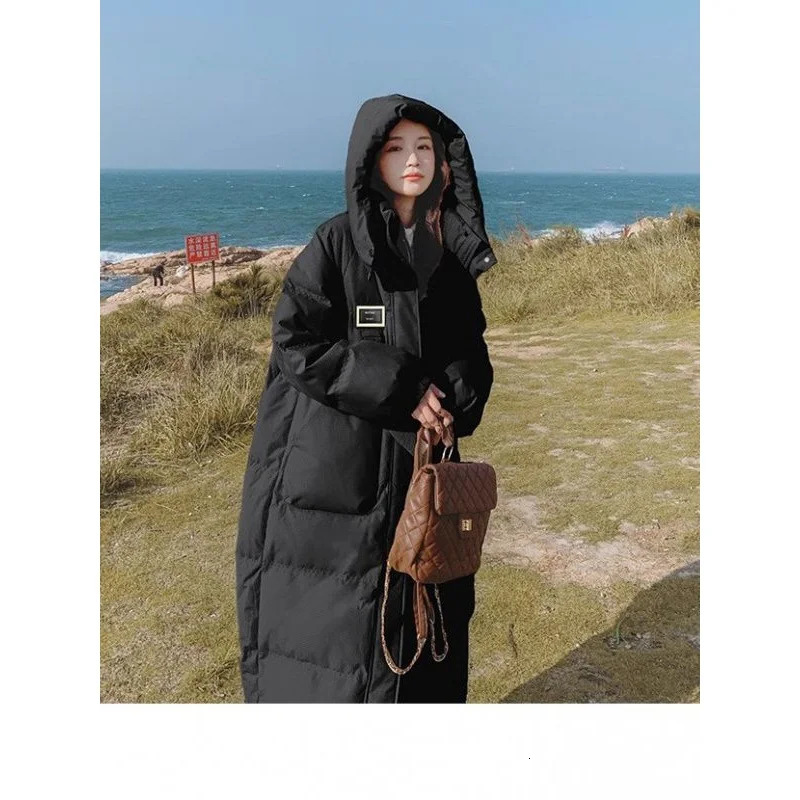 Women's Down Parkas Chic women's down padded jacket South Korea loose hooded thick warm long down padded winter coat Women's Parka coat