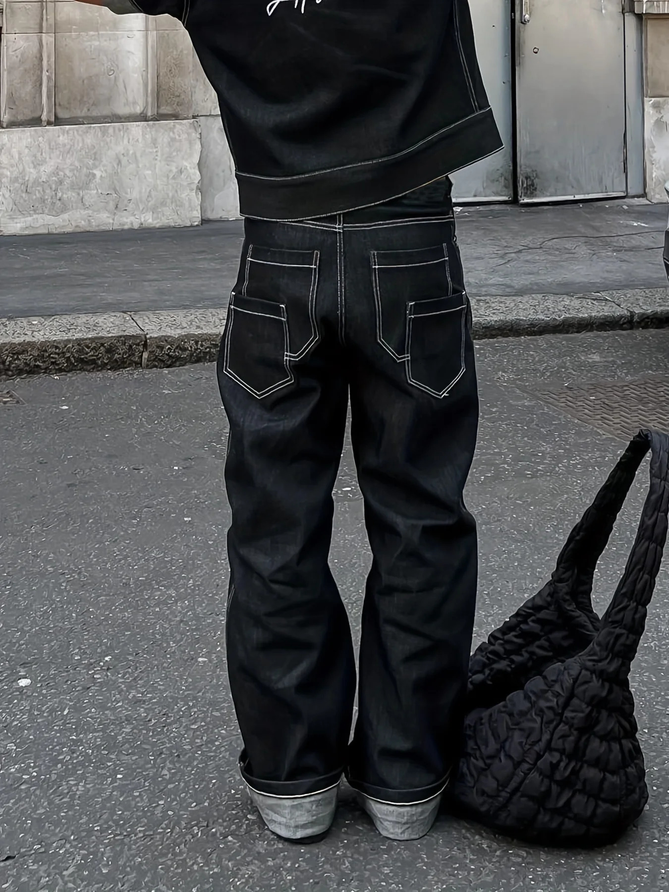 Men's Jeans Multi Pocket Baggy Wide Leg For Men Y2k High Street Black Loose Casual Pants HipHop Fashion Workwear 231213