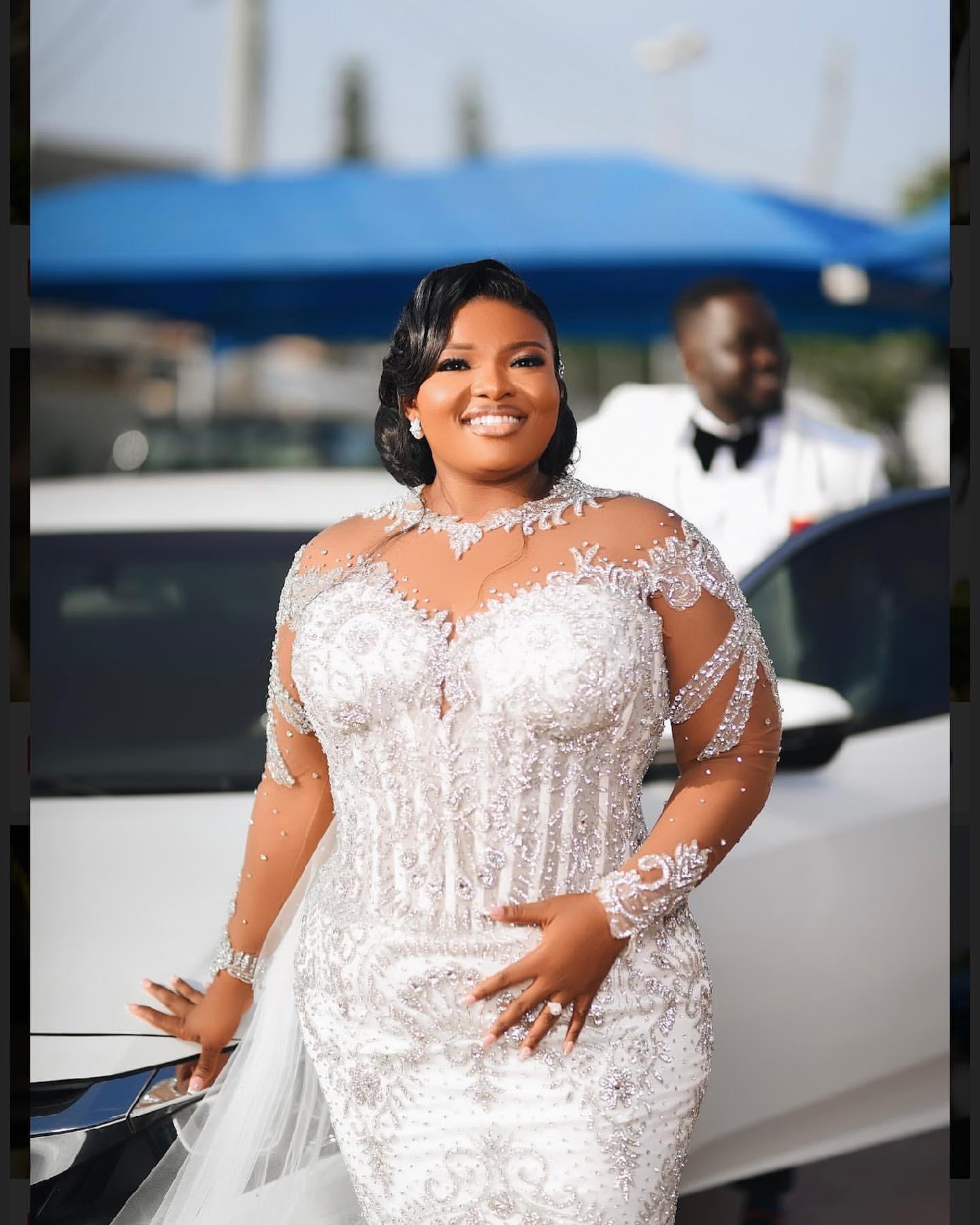 Aso 2024 Arabic Ebi Plus Size White Mermaid Wedding Dress Beaded Crystals Sequined Lace Bridal Gowns Dresses ZJ440 es