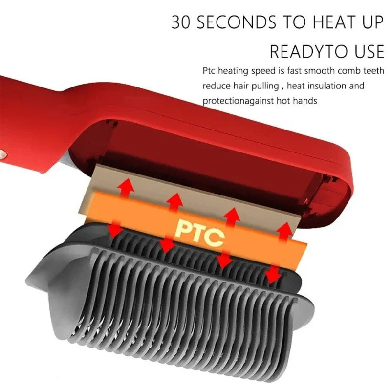 Hair Straighteners 2 In 1 Hair Straightening Brush Negative Ion Hair Straightener Heating Comb Multifunctional Hair Curler Curling Iron Stying Tool 23