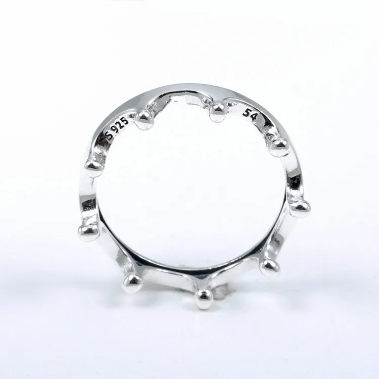 Authentic 925 Sterling Silver Sparkling Polished Crown Ring For Women Wedding Party Europe Fashion Jewelry