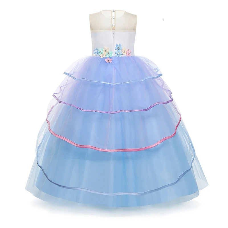 Girl's Dresses Unicorn Dress For Girls Birthday Party Clothes Embroidery Flower Ball Gown For Kids Rainbow Formal Princess Children Costume 23121