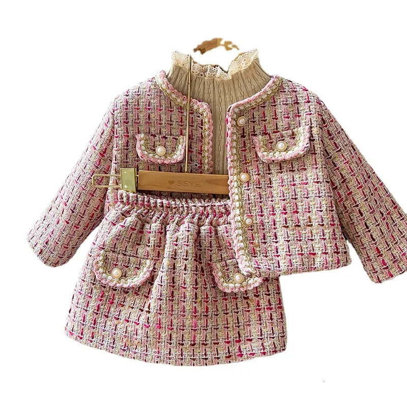 Winter Girls Clothes Set Autumn Thick Kids Jacket Skirt Lace Knitted Sweater Bottoming Shirt Princess Clothing 2 3 4 5 6 7Y 231226