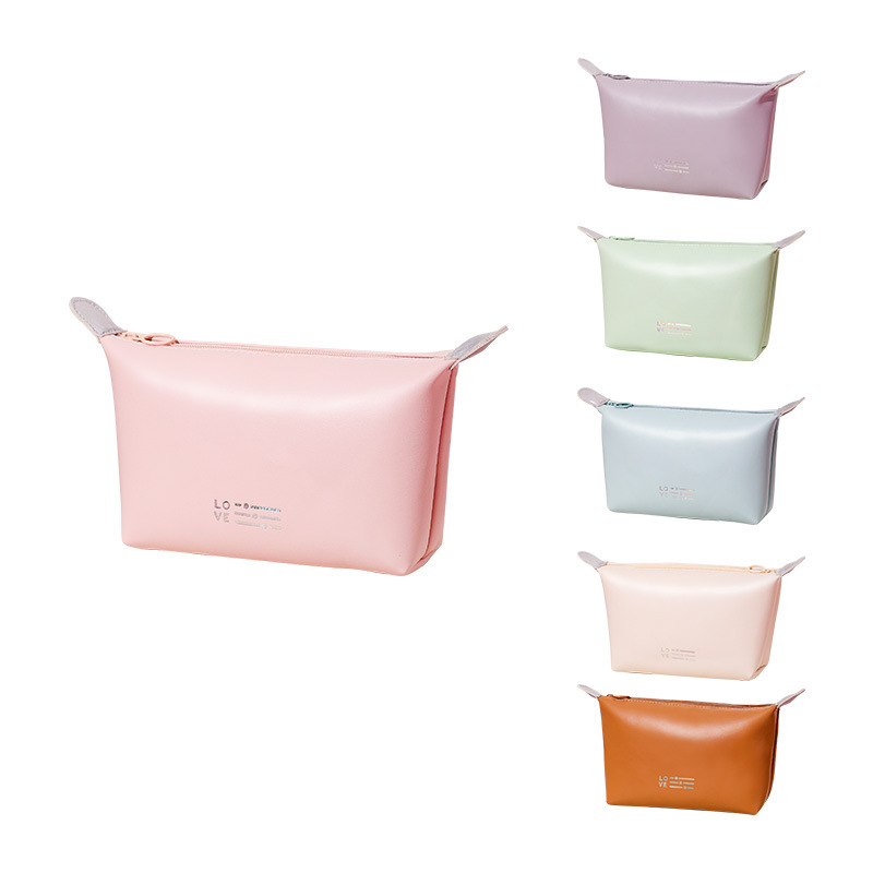 Colorful PU Leather Makeup Bags Zipper Waterproof Portable Storage Bag for Traveling Stylish and Elegant Cosmetic Bag for Women