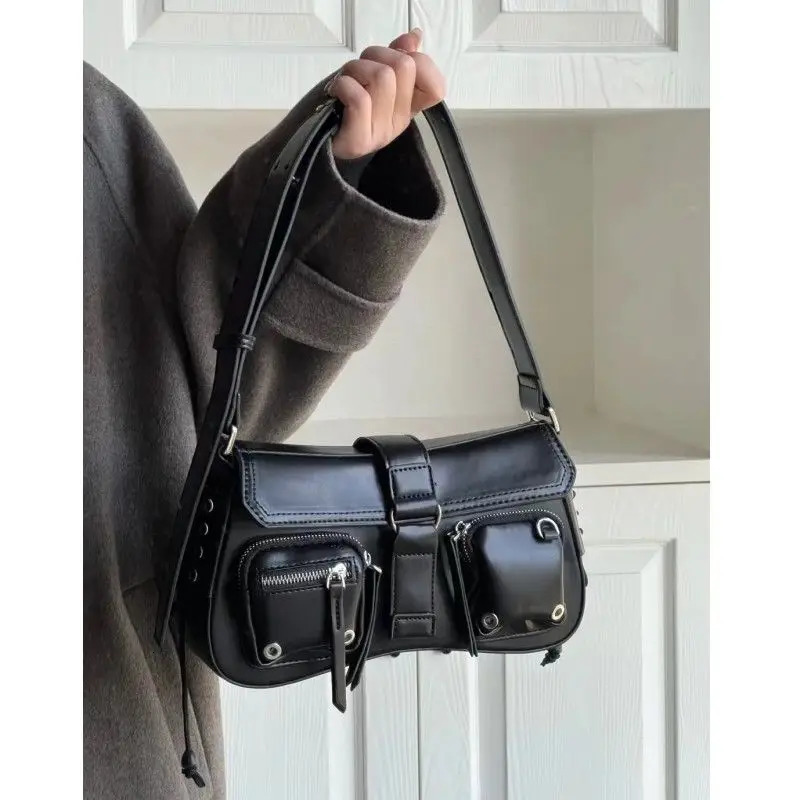 Evening Bags HAEX Punk Women's Bag Trend Vintage PU Underarm Shoulder Bolso Mujer Harajuku Moto Style Individuality Sac A Main Femme R250317