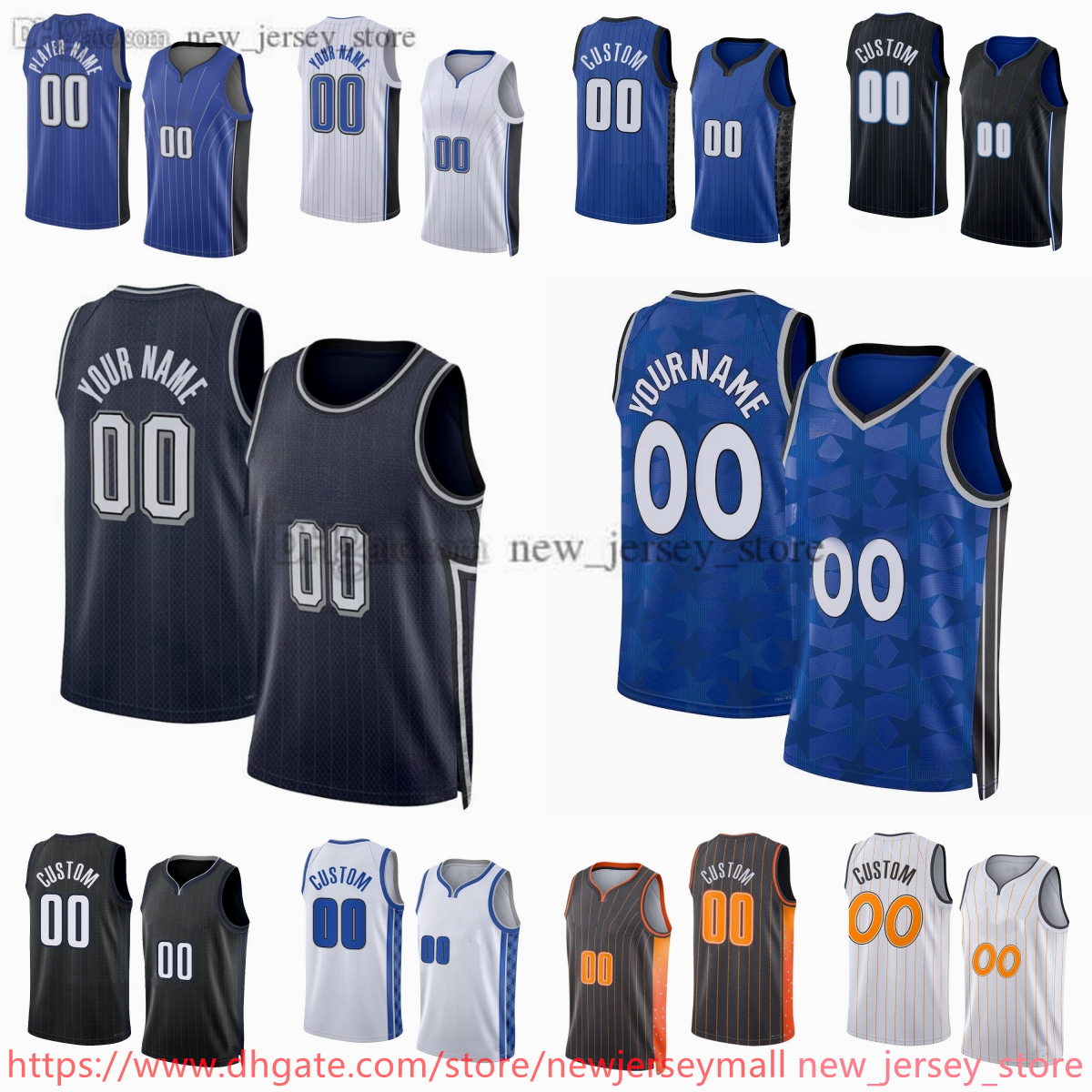 Custom 2023-24 New season Printed Basketball 5 PaoloBanchero Jersey Blue white black Jerseys. Message Any number and name on the order