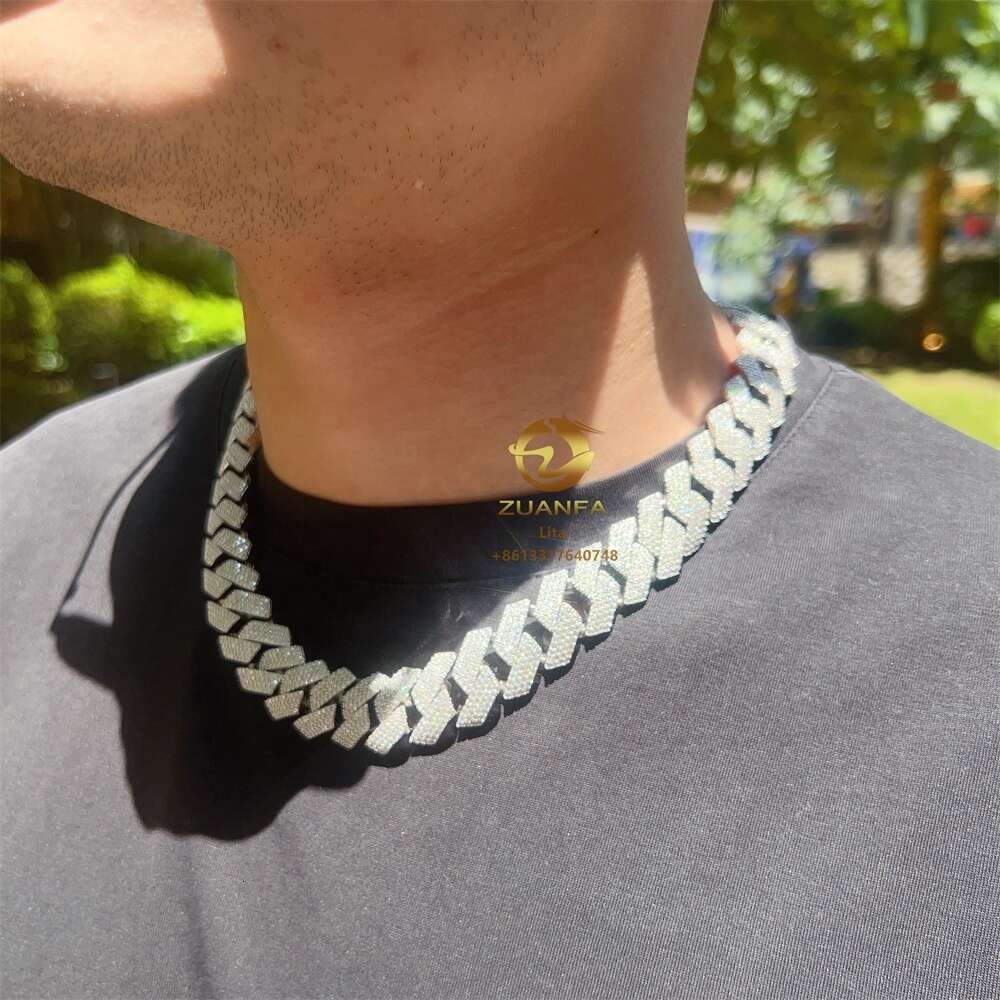 necklace moissanite chain miami cuban link chain Bussdown luxury pass diamond tester gra moissanite hip hop necklace for men