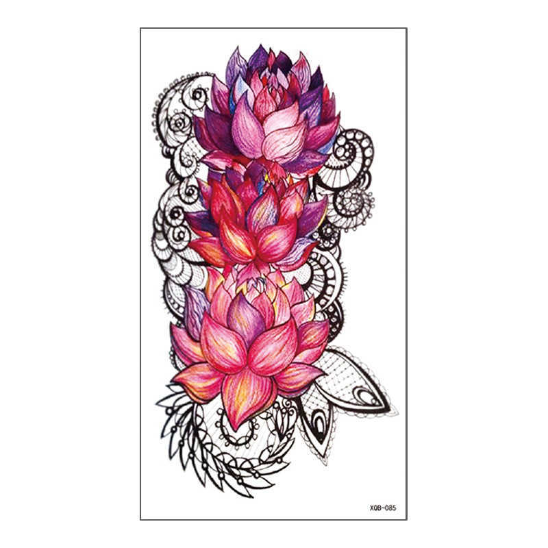 New full arm tattoo sticker with half wolf head skull color waterproof and environmentally friendly set