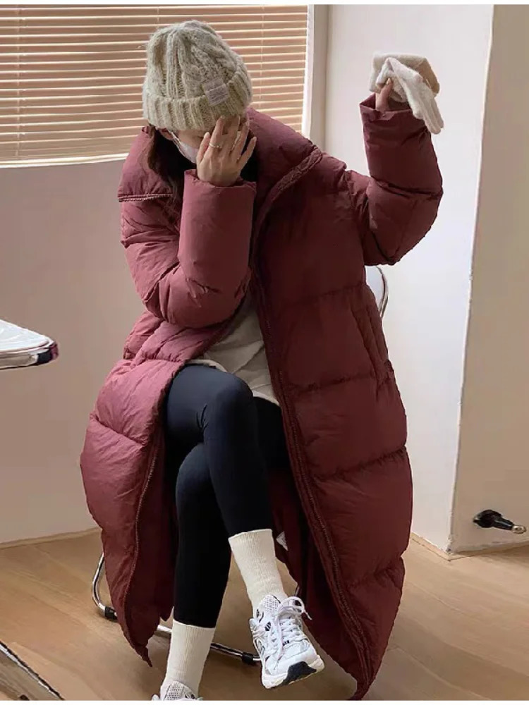 Women's Down Parkas Oversized Long Coat Women Winter Down Cotton Jacket Female Korean Fashion Padded Overcoat Ladies Casual Thick Warm Zipper Coa