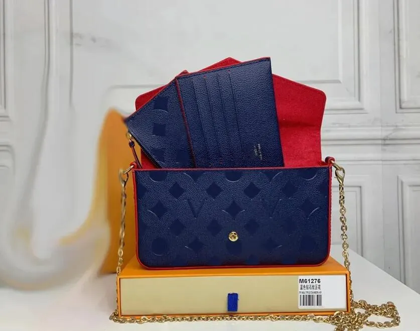 Designer Bag 3pcs set Pochette Felicie Chain Women Bags Handbag Crossbody Purse Louiseitys Fashion viutonitys Shoulder The Tote Bag Wallet With box