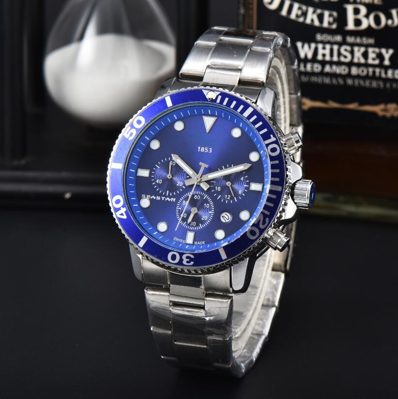 Fashion brand WristWatches Mens Women watches Quality quartz Movement Watch Luxury Sports wrist-watch classics 1853 SEASTAR watches T120417A bracelet